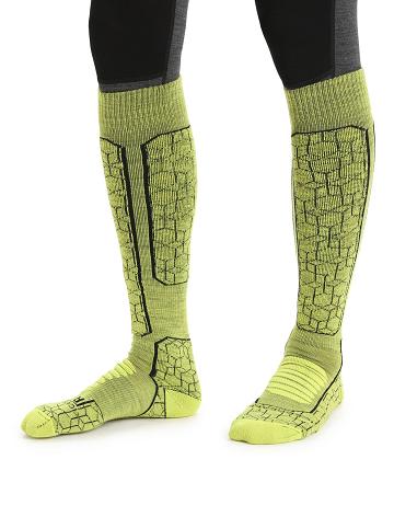 Men's Icebreaker Merino Ski+ Medium Over the Calf Alpine Geo Socks Shine / Black | CA 1943HAPK